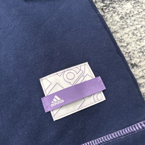 XL Adidas Womens Navy Blue w/ Purple Lining Sweatshirt Crewneck Sweater Oversize - Picture 2 of 11